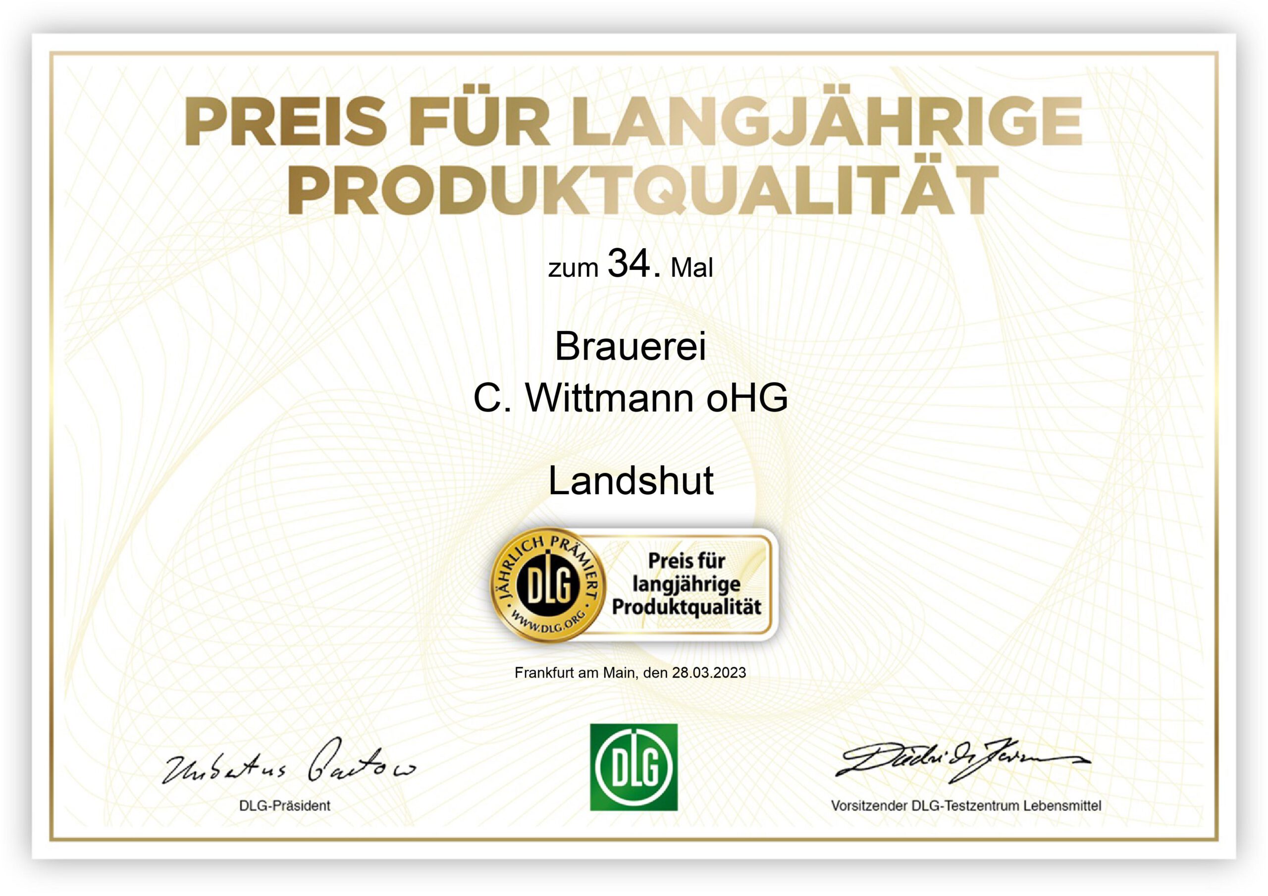 Preis für langjährige Produktqualität